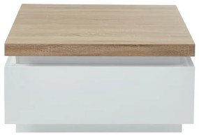 Ława HALO II – 2 szuflady – lakierowany MDF – oświetlenie LED – kolor: biały i dębowy