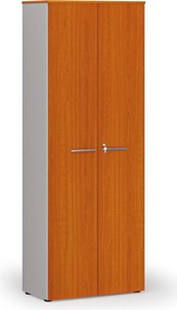 Szafa biurowa z drzwiami PRIMO GRAY, 800 x 420 x 2128 mm, szary/wiśnia
