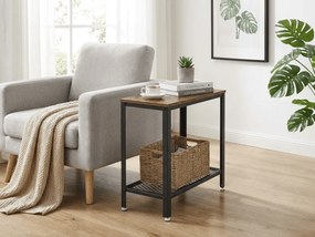 Stolik pomocniczy z półką TAYLOR 60x30 cm, rustykalny brązowy