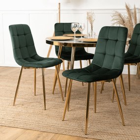 Krzesło Tapicerowane do Salonu YORK Zielone Welurowe Nowoczesne Loft
