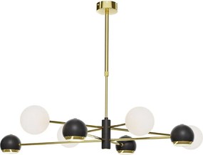 Jupiter 1971 - Żyrandol na pręcie MOKA 4xGU10/10W/230V + 4xG9/10W/230V złoty/czarny/biały