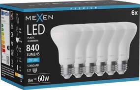 Mexen Nova 6x żarówka LED E27, R63, 8W, Zimna - 6500K, 840 lm - L104-E27-0865-01x06
