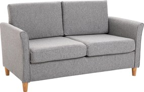 Homcom® Sofa 2-osobowa Zdejmowane Pokrowce Obciążenie Do 200 Kg Len Pianka Jasnoszary 141 X 65 X 78 Cm