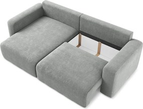 Szary rozkładany/ze schowkiem narożnik z tkaniny szenilowej (lewostronny/z szezlongiem) Kona – Makamii