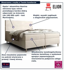 Beżowe tapicerowane welurem łóżko z pojemnikiem 7 rozmiarów N5-A59