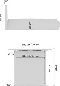 Łóżko tapicerowane Galin 140x200 z pojemnikiem - beżowa tkanina łatwozyszcząca Maya 01