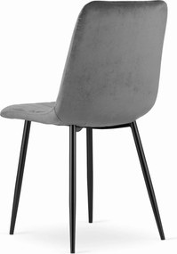 PROMOCJA Szare aksamitne krzesło LAVA z czarnymi nogami II. jakość