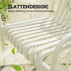 Outsunny Krzesła ogrodowe 4-częściowy zestaw Sztaplowane krzesła tarasowe z lamelowym siedziskiem Podłokietniki, Ergonomiczne Kremowobiały | Aosom PL