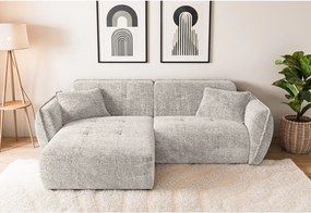 Beżowy narożnik z tkaniny szenilowej (lewostronny/z szezlongiem) Nelia – Ropez