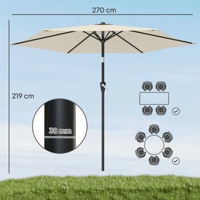 Outsunny Parasol ogrodowy 270 cm regulowany z korbką UV 50+ beżowy | Aosom PL