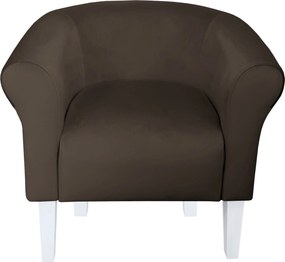 Fotel Milo tkanina Welur wygodny fotel tapicerowany do salonu i sypialni : Kolor nogi - Biała, Kolor tkaniny - VELVET - MG05, Wysokość nogi - 20 cm