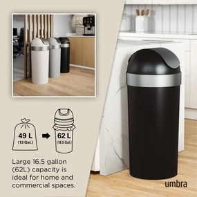 Czarny plastikowy kosz na śmieci 62 l Venti – Umbra