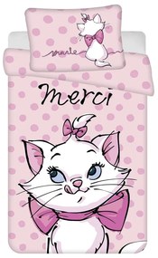 Różowa bawełniana pościel dziecięca do łóżeczka 100x135 cm Marie Cat "Merci" – Jerry Fabrics