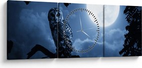 Obraz - Nocna Sowa (z zegarem) (90x30 cm)