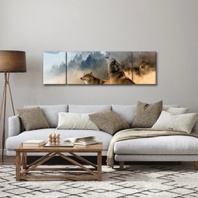 Obraz - wilki wyjące do księżyca (170x50 cm)