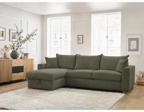 Zielony sztruksowy rozkładany narożnik (strona zmienna) Augustin – Bobochic Paris