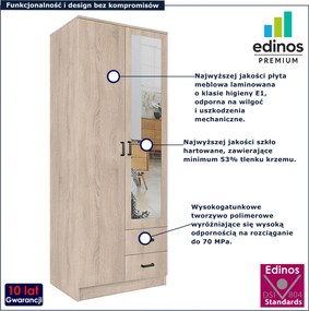 Skandynawska szafa z lustrem w kolorze dąb sonoma - Larimox