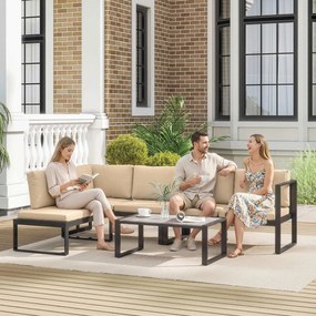 Outsunny gartenlounge loungeset ecklounge terrassenlounge loungesofa gartengarnitur | Aosom PL