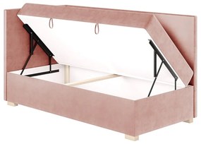 Różowe narożne łóżko dziecięce ze schowkiem i materacem 90x200 cm Flexi – Ghado