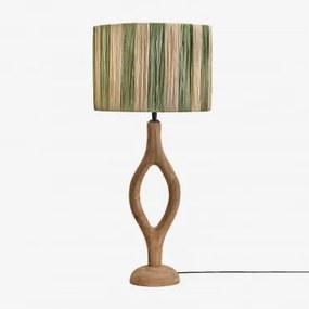 Lampa Stołowa Z Drewna Mango Gracia Drewno Mango & Armia Marsali Green - Sklum