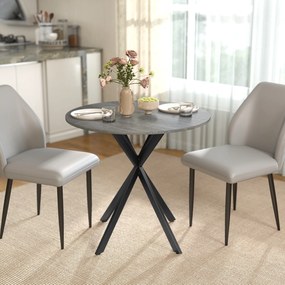 HOMCOM Okrągły stół kuchenny, 80 cm, kompaktowy blat, płyta wiórowa, metal, szary | Aosom PL