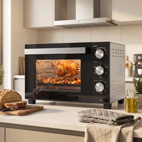 HOMCOM 36 L mini piekarnik z termoobiegiem, regulacja temperatury 90–230 °C, 1500 W | Aosom PL