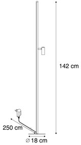 Designerska lampa podłogowa czarna z lampką do czytania, w tym LED ze ściemniaczem dotykowym - ThrottleDesignerski Oswietlenie wewnetrzne