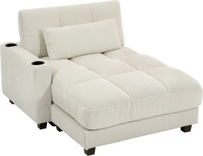 HOMCOM Sofa-łóżko z poduszką, pianka, przekształcalna w łóżko, uchwyt na kubek,  kremowy