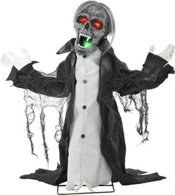 HOMCOM Dekoracja Halloween, Szkielet/Zombi, ruchomy, sensor ruchu, LEDy i dźwięki, 75 cm