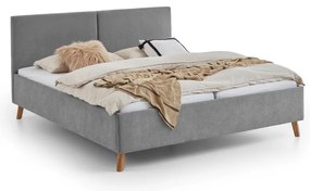Szare tapicerowane łóżko dwuosobowe ze stelażem 160x200 cm Piano – Meise Möbel