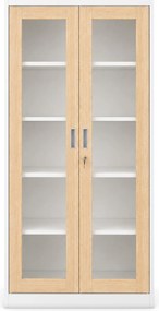 Szafa metalowa z witryną biała, dąb sonoma, 900x1850x400 mm: AMELIA Eco Design