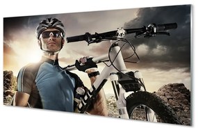 Szklany Panel Rowerzysta rower chmury