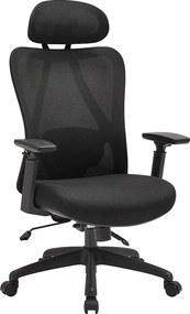 Fotel biurowy ergonomiczny z zagłówkiem - Tkanina - Czarny - SORLITA