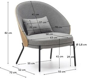 Szary fotel Eamy – Kave Home