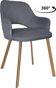 Krzesło Milano tkanina Welur noga metalowa : Kolor nogi - Złota profil, Kolor tkaniny - VELVET - BL14, Typ siedziska - Siedzisko obrotowe 360°