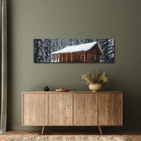Obraz - Pokryta śniegiem chata (170x50 cm)