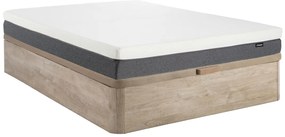Zestaw 140 x 190 cm stelaż z jasną naturalną skrzynią + materac o grub. 25 cm z 7-strefową pianką o wysokiej gęstości, pamięcią kształtu i zdejmowanym pokrowcem - RIAU marki YSMÉE