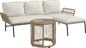 Outsunny Meble ogrodowe z technorattanu zestaw wypoczynkowy na taras balkon ogród kremowy naturalny | Aosom PL
