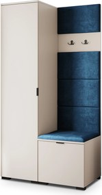 Masseno Garderoba LORI 95/181/51 cm Nowoczesna Szafa do Przedpokoju Kaszmir, MONOLITH 77 (Niebieski)