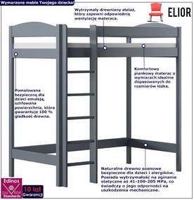 Szare piętrowe łóżko z antresolą E0-Z54