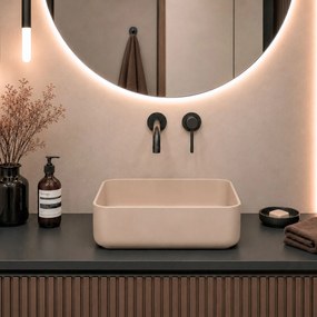 Massi Umywalka ceramiczna nablatowa kwadratowa beżowa FLOW Latte 40 cm