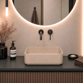 Umywalka ceramiczna nablatowa kwadratowa beżowa FLOW Latte