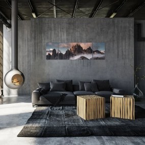 Obraz - Włoskie Dolomity ukryte we mgle (170x50 cm)