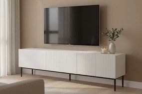 Szafka RTV z szufladą Nicole 200 cm - biały mat / czarne nóżki