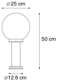 Zewnetrzna Stojąca lampa zewnętrzna czarna z przezroczystą kulą 50 cm IP44 - Sfera Nowoczesny Oswietlenie zewnetrzne