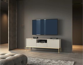 Szafka RTV: 1 szuflada, 2 drzwi, Kaszmir, złoty, 154 x 56 x 39 cm, złote uchwyty