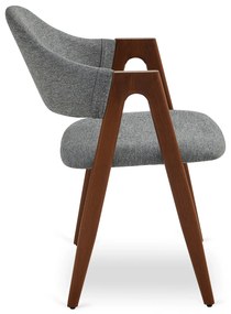 Krzesło Tapicerowane do Salonu RUIZ Szare/Orzech Nowoczesne Loft