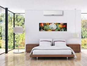 Obraz namalowanego bukietu kwiatów (170x50 cm)