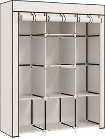 HOMCOM Szafa z tkaniny, rozwiązanie do przechowywania, 8 półek, 2 drążki na ubrania, kremowa