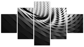Abstrakcyjny obraz - czarno - biała spirala (125x70 cm)